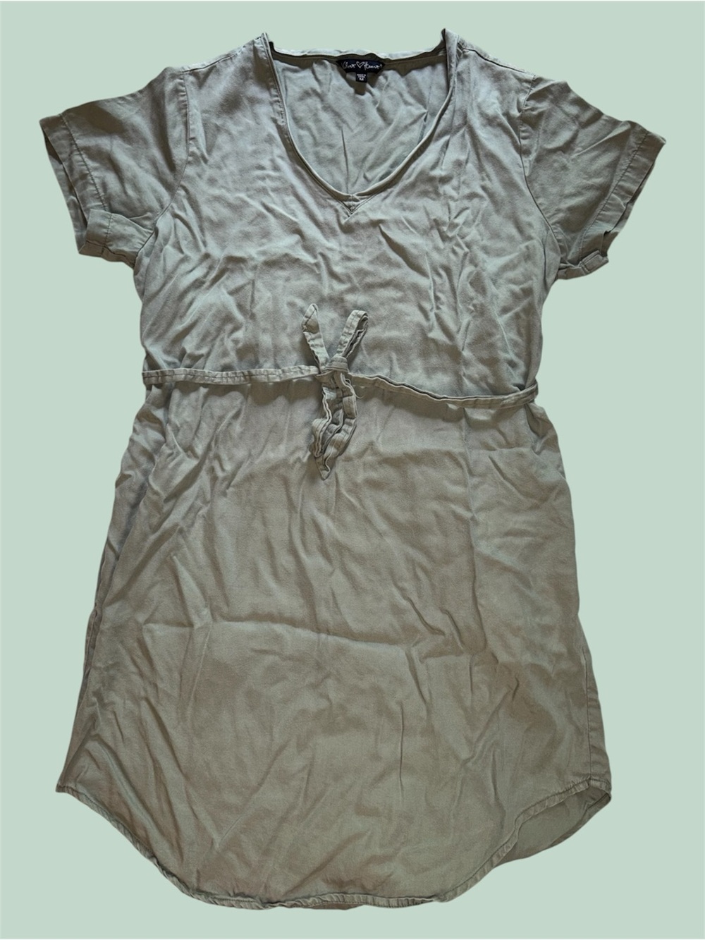 Velvet Heart Olive Green Tie Waist T Shirt Midi Dress